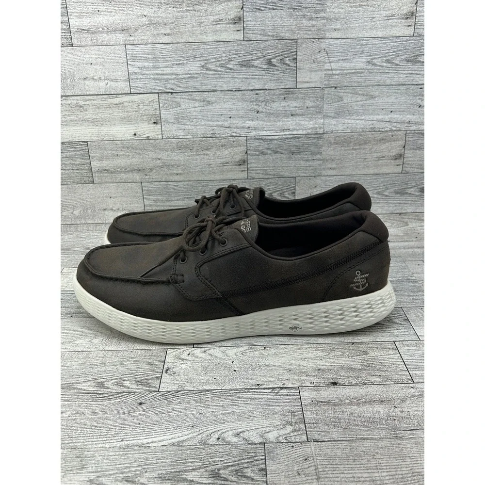 Skechers On-The-Go Men 12 Chocolate Brown Boat Shoes Loafers 53801 Goga Max